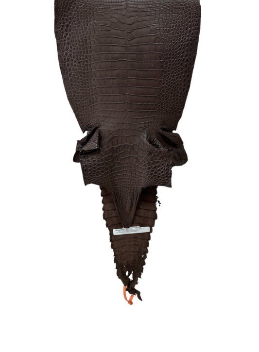 29 cm Grade 2/3 Chocolate Matte Farm-Raised American Alligator Leather - Tag: FL21-0024090