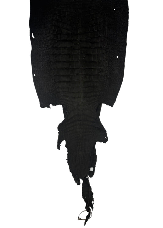 37 cm Grade 4/5 Black Nubuck Wild American Alligator Leather - Tag: LA23-0002073