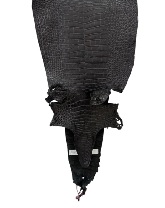 26 cm Grade 3/4 Black Matte Farm Raised American Alligator Leather - Tag: FL21-0024878