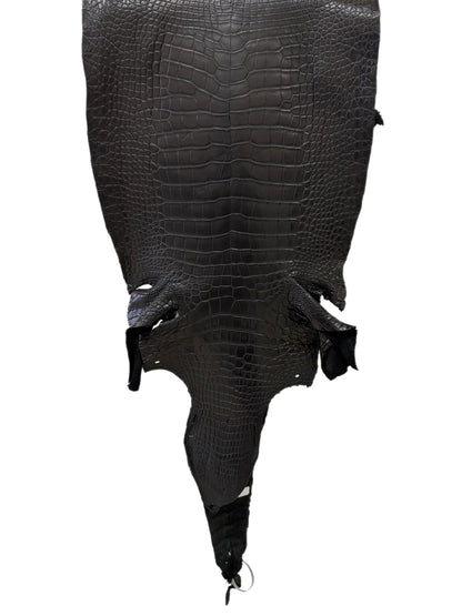 43 cm Grade 3/4 Black Matte Wild American Alligator Leather - Tag: LA23-0013906