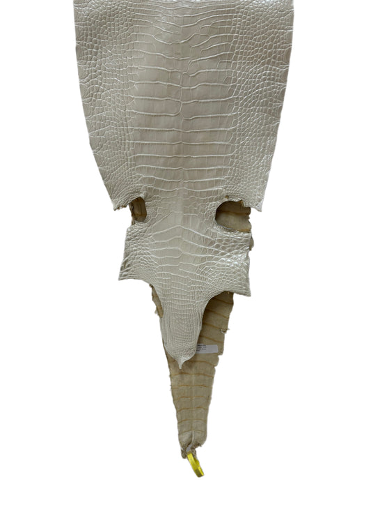 32 cm Grade 2/3 White Pearl Matte Farm-Raised American Alligator Leather - Tag: LA25-0311041