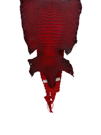 24 cm Grade 1/2 Candy Apple Red Antique Farm-raised American Alligator Leather - Tag: FL21-0024698