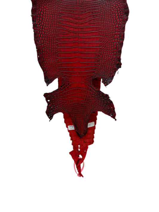 24 cm Grade 1/2 Candy Apple Red Antique Farm-raised American Alligator Leather - Tag: FL21-0024698