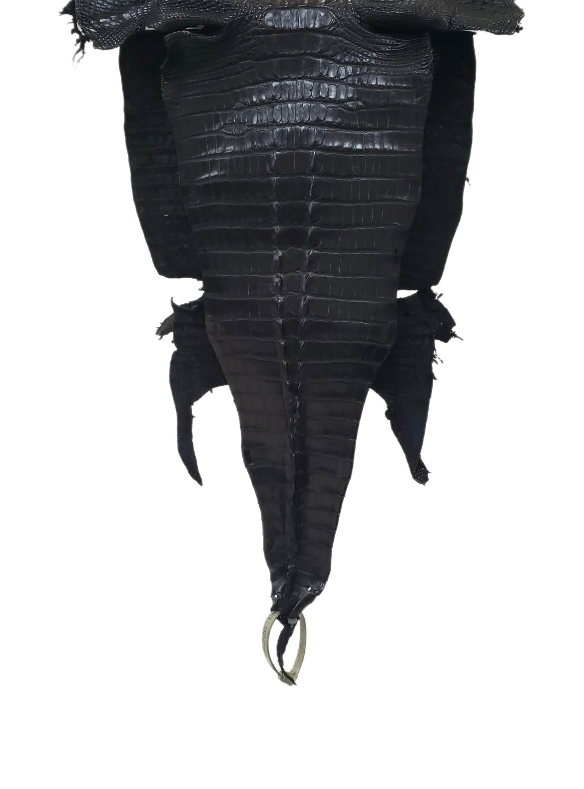 30 cm Grade 1/2 Black Matte Farm-Raised American Alligator Hornback Leather - Tag: LA23-0377097