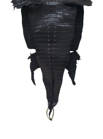 30 cm Grade 1/2 Black Matte Farm-Raised American Alligator Hornback Leather - Tag: LA23-0377097