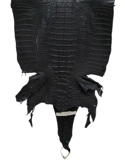 38 cm Grade 1/2 Black Matte Farm-Raised American Alligator Hornback Leather - Tag: LA23-0377143