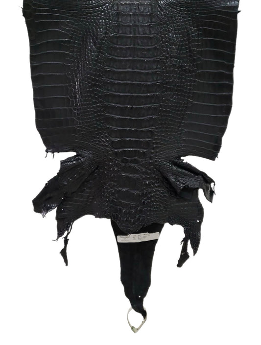 38 cm Grade 1/2 Black Matte Farm-Raised American Alligator Hornback Leather - Tag: LA23-0377143