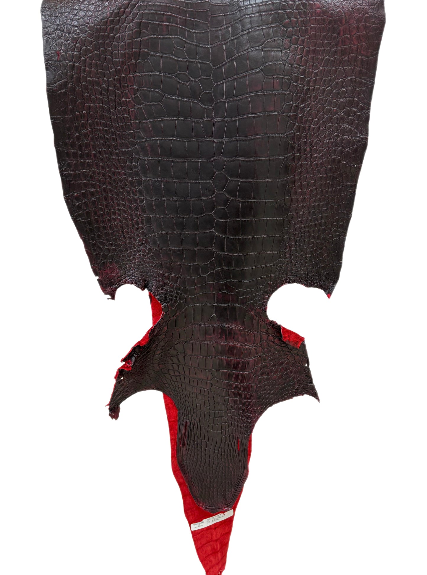 49 cm Grade 2/3 Black Cherry Matte Wild American Alligator Leather - Tag: LA24-0024341