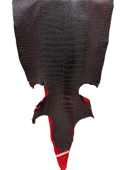 49 cm Grade 2/3 Black Cherry Matte Wild American Alligator Leather - Tag: LA24-0024341
