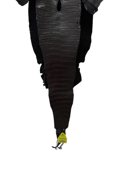 25 cm Grade 1/2 Black Matte Farm-Raised American Alligator Leather - Tag: LA08-0230217