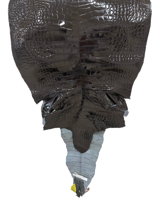 58 cm Grade 2/3 Black Glazed Farm-Raised American Alligator Leather - Tag: FL14-0004080