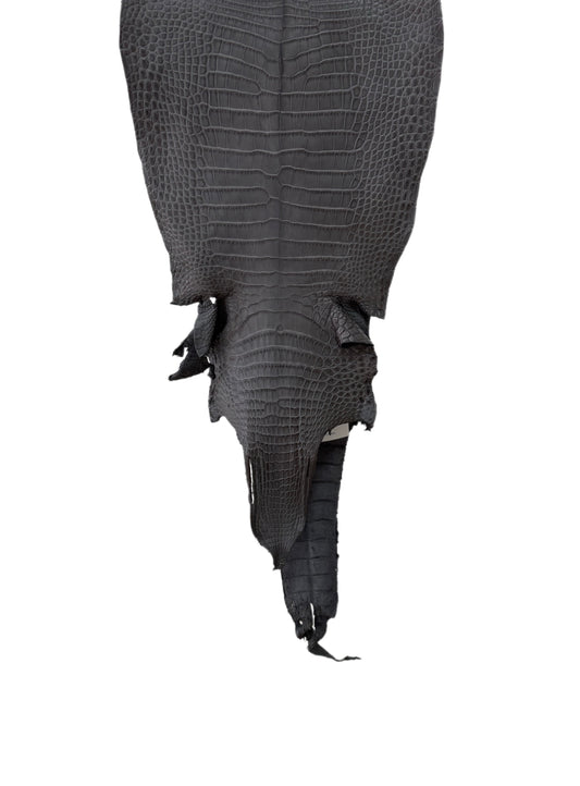 27 cm Grade 1/2 Serpentine Grey Matte Farm-Raised American Alligator Leather - Tag: LA17-0133849