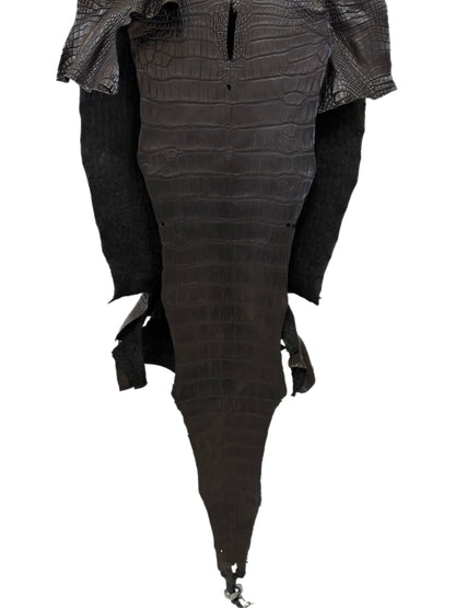 45 cm Grade 3/4 Black Matte Wild American Alligator Leather - Tag: LA23-0014977