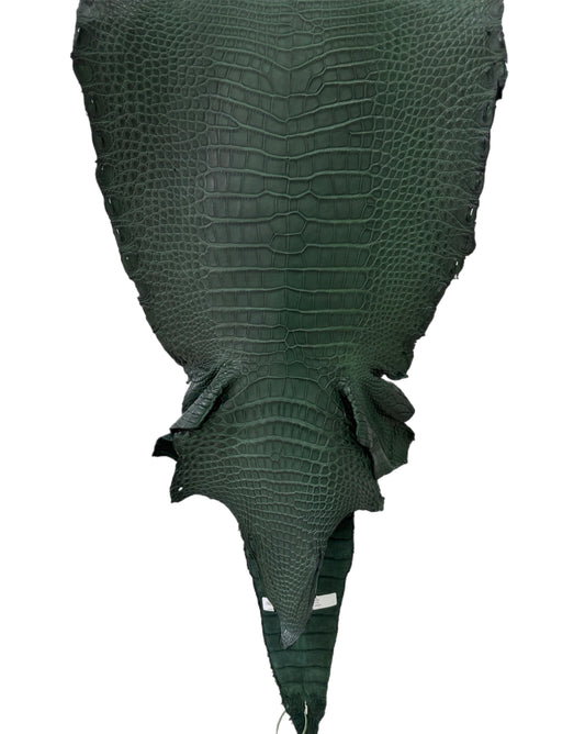38 cm Grade 1/2 Forest Green Matte Farm-Raised American Alligator Leather - Tag: LA17-0274462