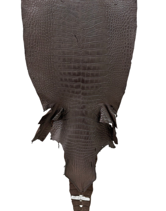 44 cm Grade 4/5 Dark Chocolate Matte Wild American Alligator Leather - Tag: LA23-0025401