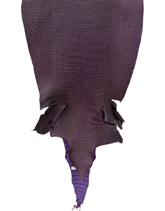 42 cm Grade 3/4 Aubergine Matte Wild American Alligator Leather - Tag: LA23-0049955