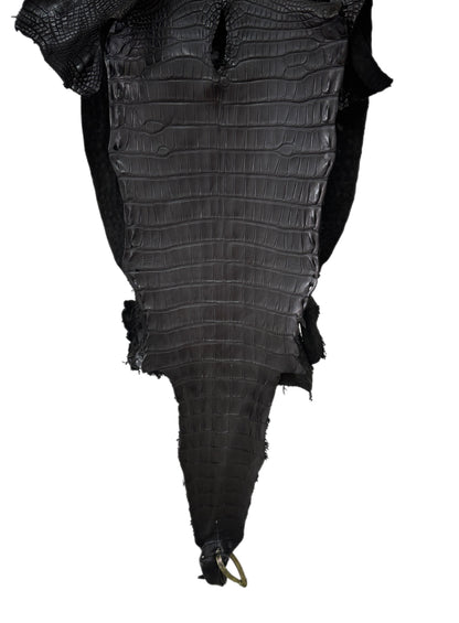 39 cm Grade 1/2 Black Matte Farm-Raised American Alligator Leather - Tag: LA25-0109052