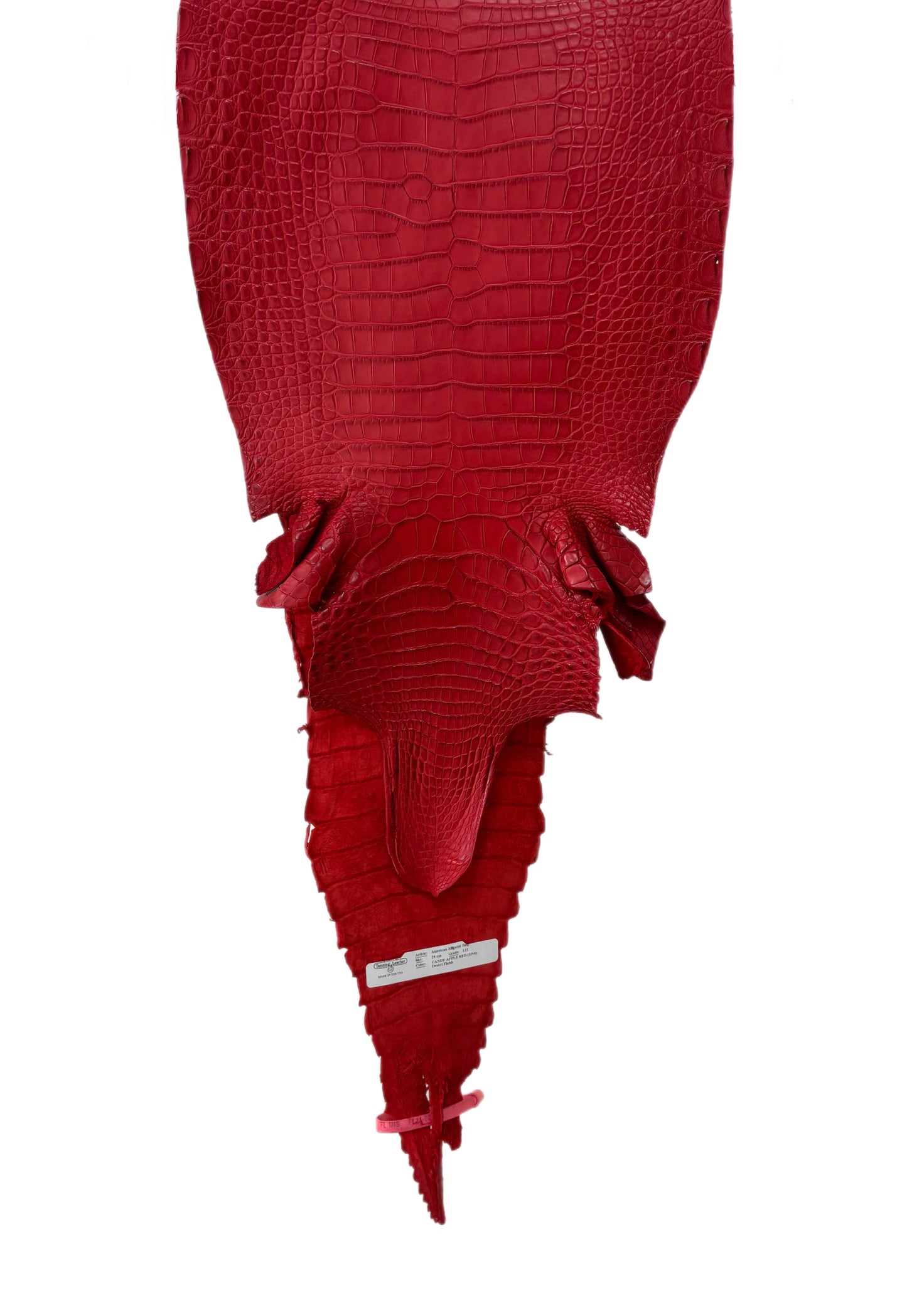 29 cm Grade 1/2 Candy Apple Red Matte Farm-Raised American Alligator Leather - Tag: FL21-0024283