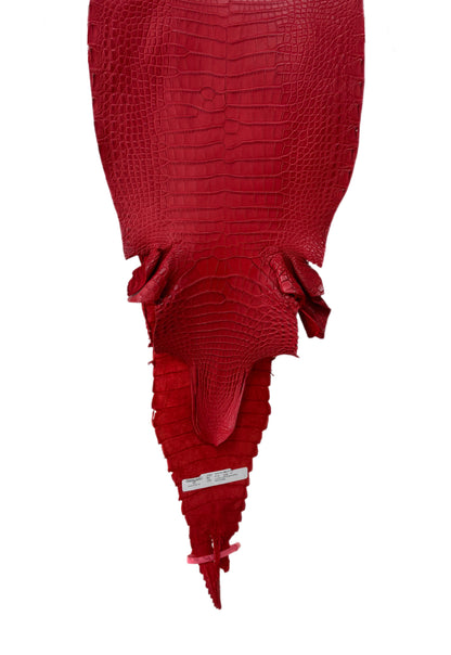 29 cm Grade 1/2 Candy Apple Red Matte Farm-Raised American Alligator Leather - Tag: FL21-0024283