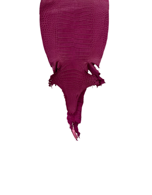 New Color! 24 cm Grade 2/3 Raspberry Matte Farm-Raised American Alligator Leather - Tag: LA24-0228860