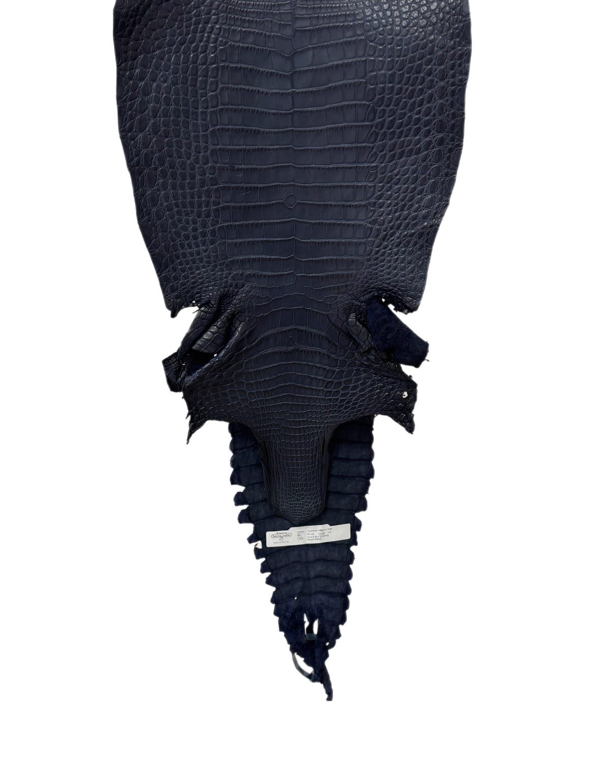 31 cm Grade 1/2 Navy Blue Matte Farm-Raised American Alligator Leather - Tag: FL17-0052636
