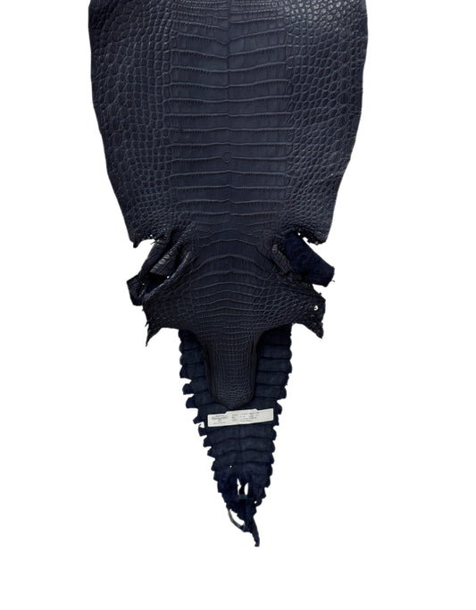31 cm Grade 1/2 Navy Blue Matte Farm-Raised American Alligator Leather - Tag: FL17-0052636