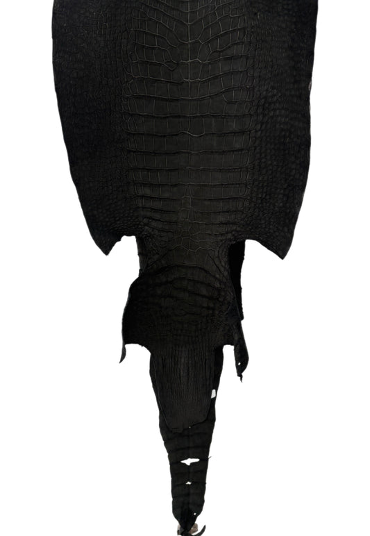 39 cm Grade 2/3 Black Nubuck Wild American Alligator Leather - Tag: LA23-0003072