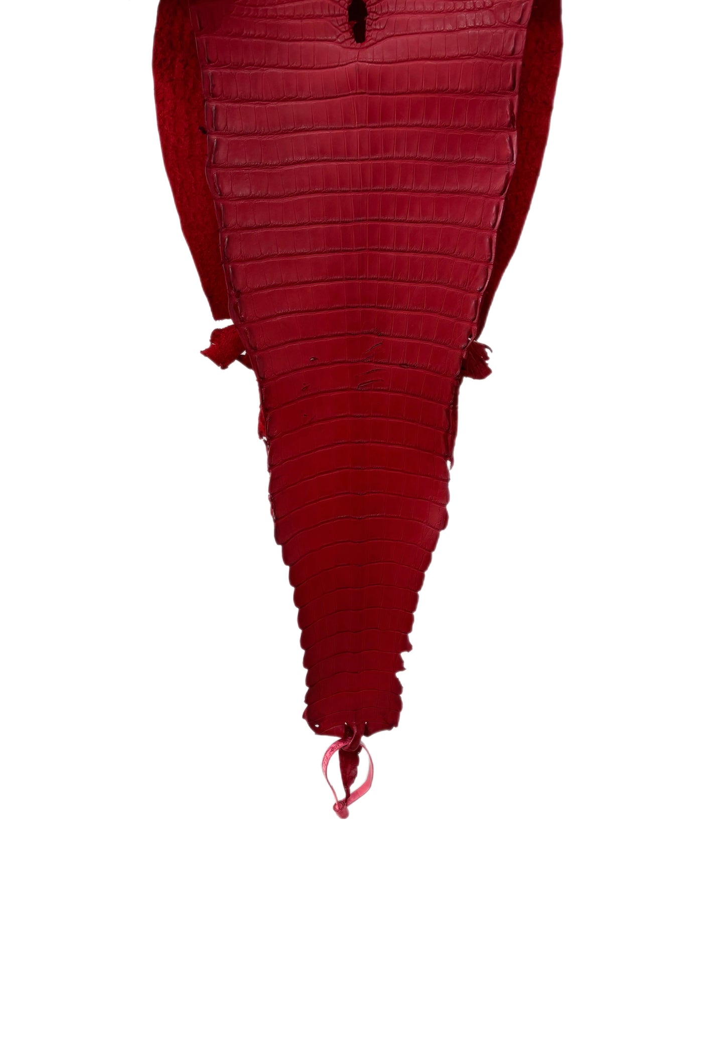 27 cm Grade 1 Candy Apple Red Matte Farm-Raised American Alligator Leather - Tag: FL21-0024978