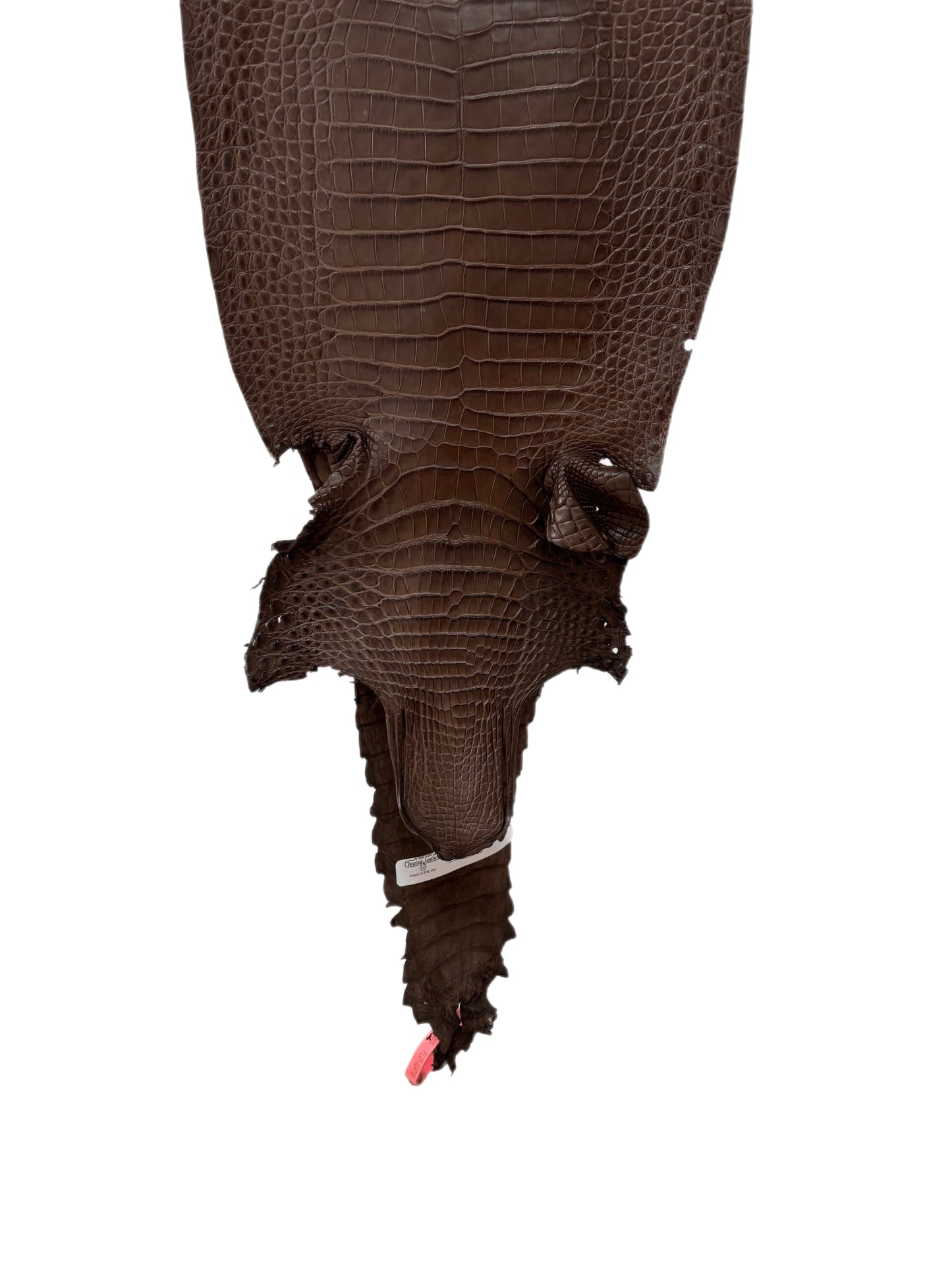27 cm Grade 1/2 Nicotine Matte Farm-Raised American Alligator Leather - Tag: FL21-0024710