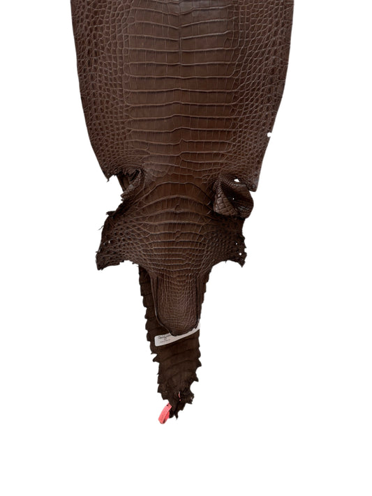 27 cm Grade 1/2 Nicotine Matte Farm-Raised American Alligator Leather - Tag: FL21-0024710