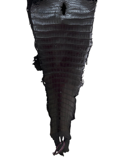 24 cm Grade 3/4 Black Matte (Stiff Finish) Farm-Raised American Alligator Leather - Tag: FL21-0024441