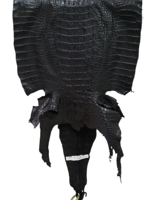 44 cm Grade 3/4 Black Matte Wild American Alligator Hornback Leather - Tag: LA13-0027536