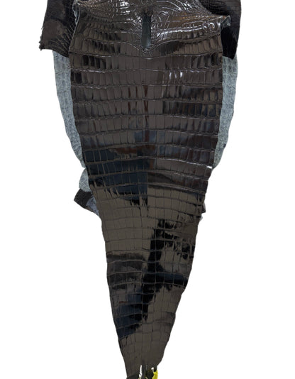 36 cm Grade 1/2 Black Glazed Farm-Raised American Alligator Leather - Tag: GA13-0021214