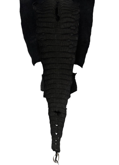 40 cm Grade 2/3 Black Nubuck Wild American Alligator Leather - Tag: LA23-0002061