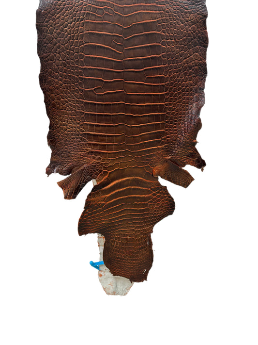 34 cm Grade 1/2 Sienna Matte Wild American Alligator Leather - Tag: ESRE-0050778
