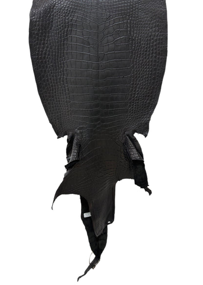 39 cm Grade 3/4 Black Matte Wild American Alligator Leather - Tag: LA23-0010671