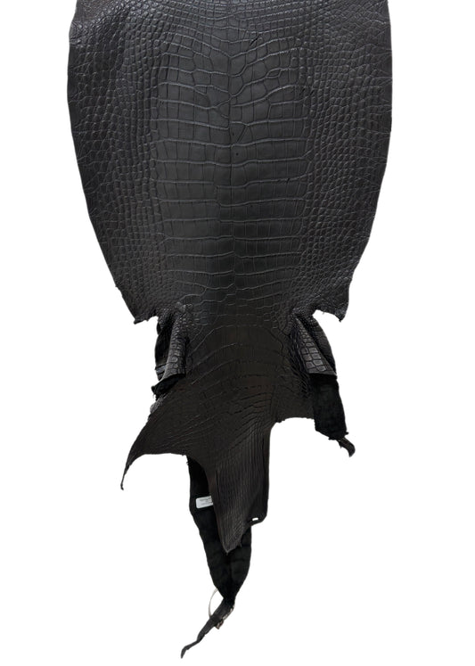 39 cm Grade 3/4 Black Matte Wild American Alligator Leather - Tag: LA23-0010671