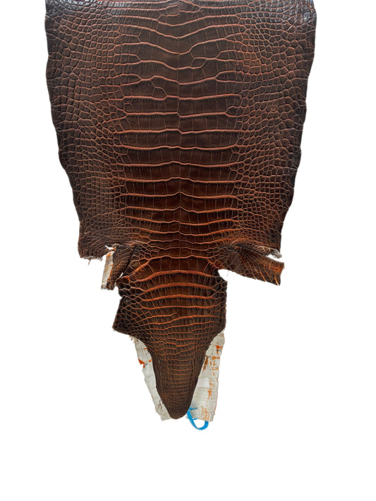 35 cm Grade 1/2 Sienna Matte Wild American Alligator Leather - Tag: ESRE-0033707