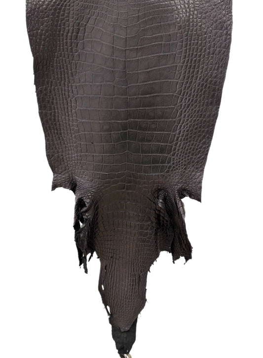 47 cm Grade 3/4 Black Matte Wild American Alligator Leather - Tag: LA23-0016641