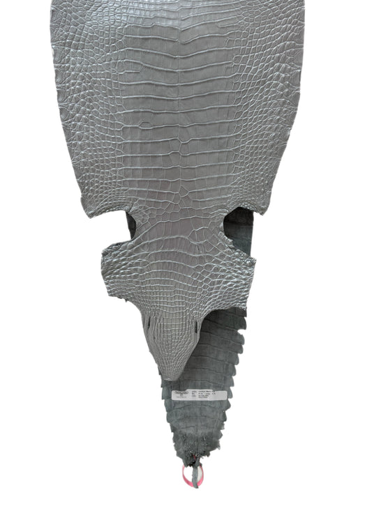 32 cm Grade 2/3 Silver Metallic Farm-Raised American Alligator Leather - Tag: FL21-0024256