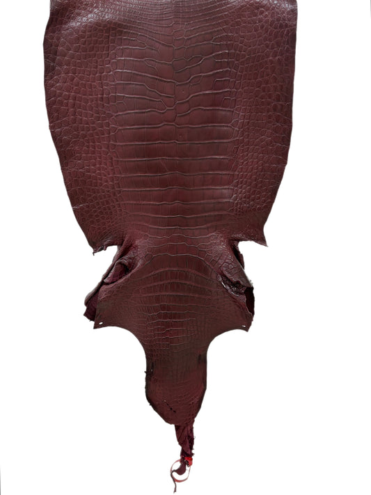 45 cm Grade 3/4 Bordeaux Matte Wild American Alligator Leather - Tag: LA23-0034051
