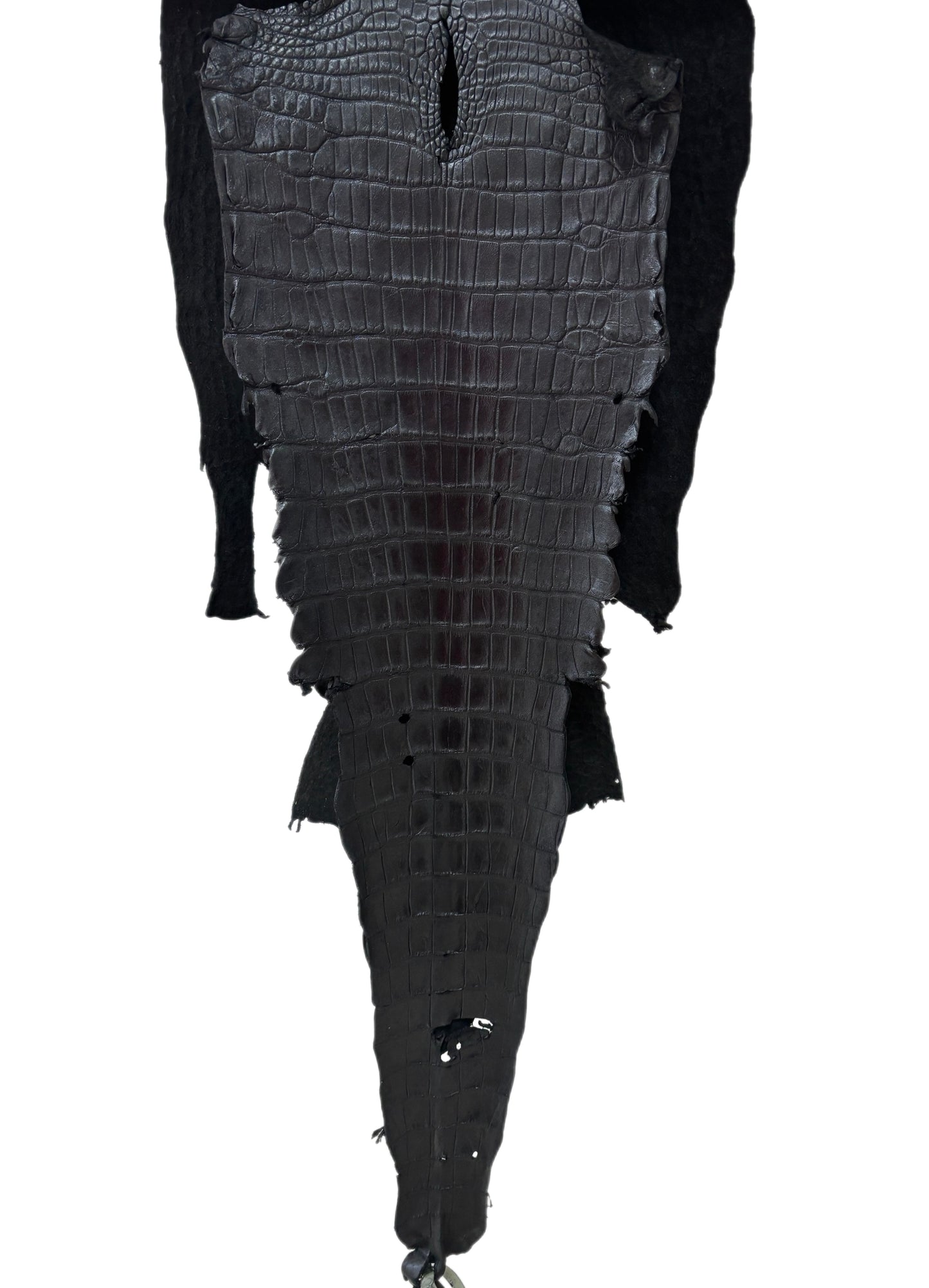 38 cm Grade 4/5 Metallic Black Shimmer Matte Wild American Alligator Leather - Tag: LA23-0002003