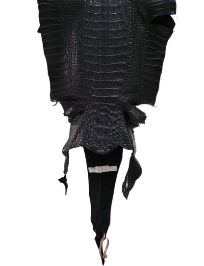 38 cm Grade 3/4 Black Matte Farm-Raised American Alligator Hornback Leather - Tag: FL14-0031204