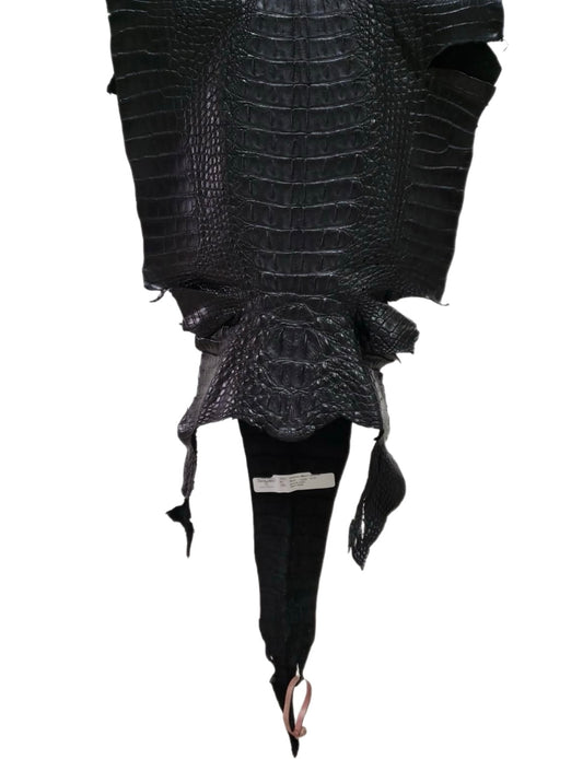 38 cm Grade 3/4 Black Matte Farm-Raised American Alligator Hornback Leather - Tag: FL14-0031204