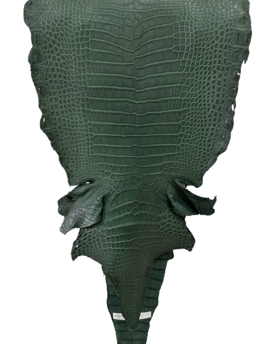 36 cm Grade 2/3 Forest Green Matte Farm-Raised American Alligator Leather - Tag: LA17-0274337