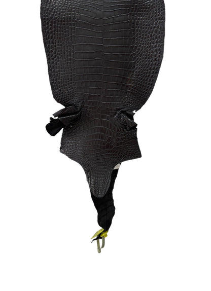 25 cm Grade 1 Black Matte Wild American Alligator Leather - Tag: LA09-0107832