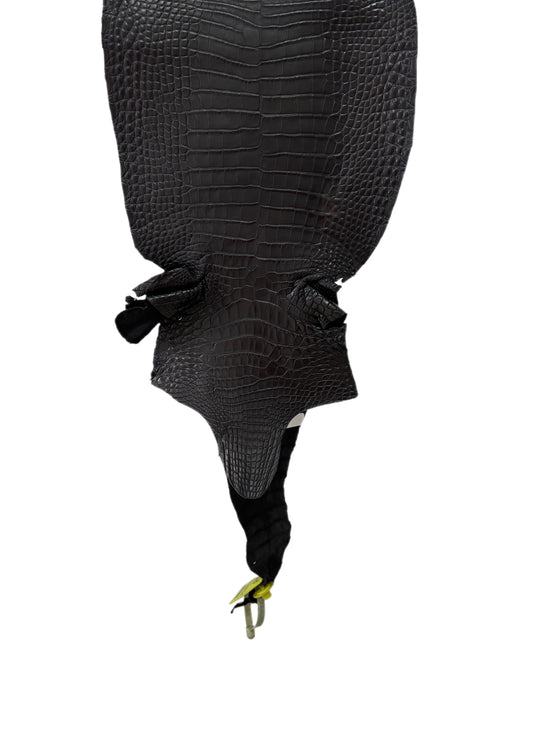 25 cm Grade 1 Black Matte Wild American Alligator Leather - Tag: LA09-0107832