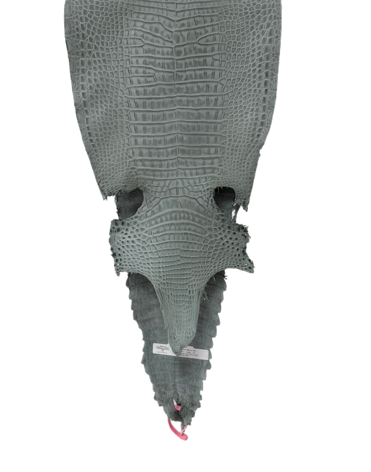 New Color and Finish! 27 cm Grade 1/2 Charcoal Grey Nubuck Farm-Raised American Alligator Leather - Tag: FL21-0024026