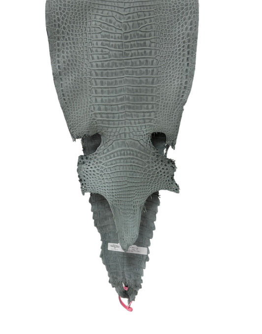 New Color and Finish! 27 cm Grade 1/2 Charcoal Grey Nubuck Farm-Raised American Alligator Leather - Tag: FL21-0024026