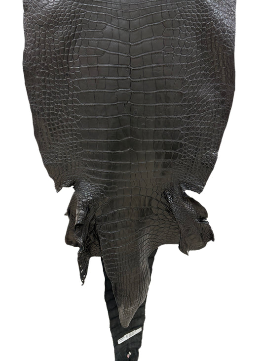 56 cm Grade 4/5 Black Matte Wild American Alligator Leather - Tag: FL24-0077645